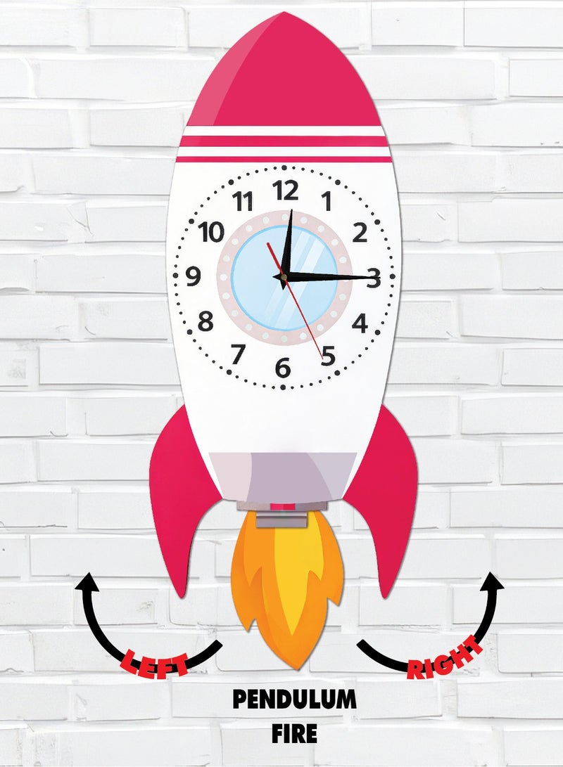 A wall clock with a dynamic pendulum and rocket design, featuring a cheerful, modern aesthetic, vibrant colors, high quality, quiet, silent movement, easy to hang, adding an attractive decorative touch and suitable for all tastes. - Image 1